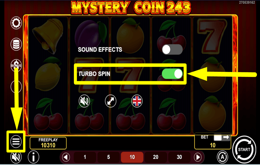 Mystery Coin 243 ENABLE TURBO MODE.