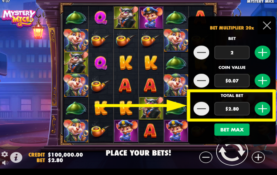 Mystery Mice PICK A TOTAL BET AMOUNT.