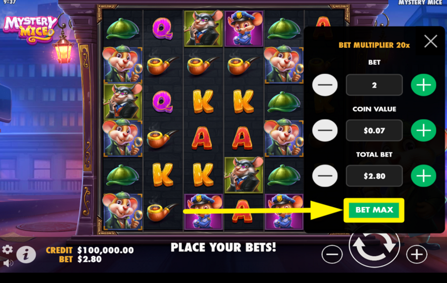 Mystery Mice SET THE MAXIMUM STAKE.
