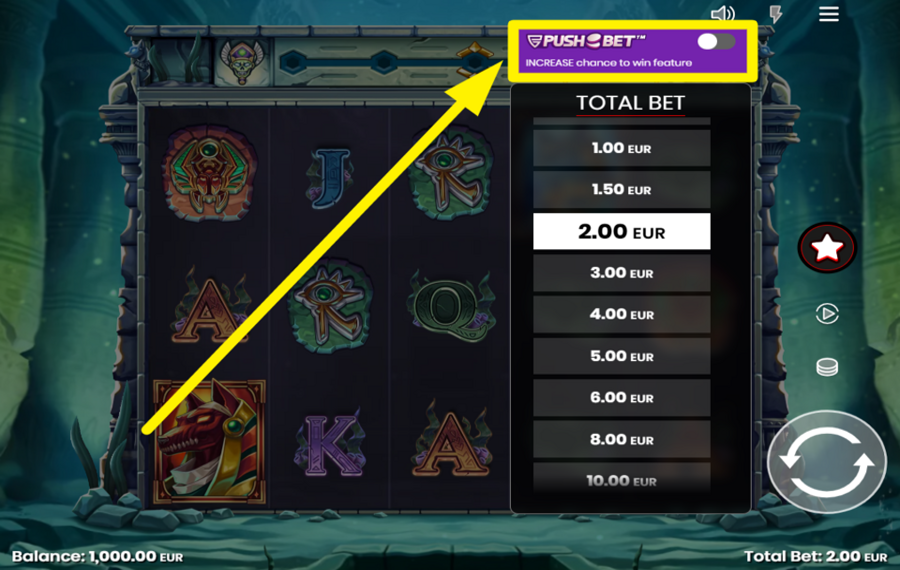 Mystery of the Nile ACTIVAR LA APUESTA PUSH.