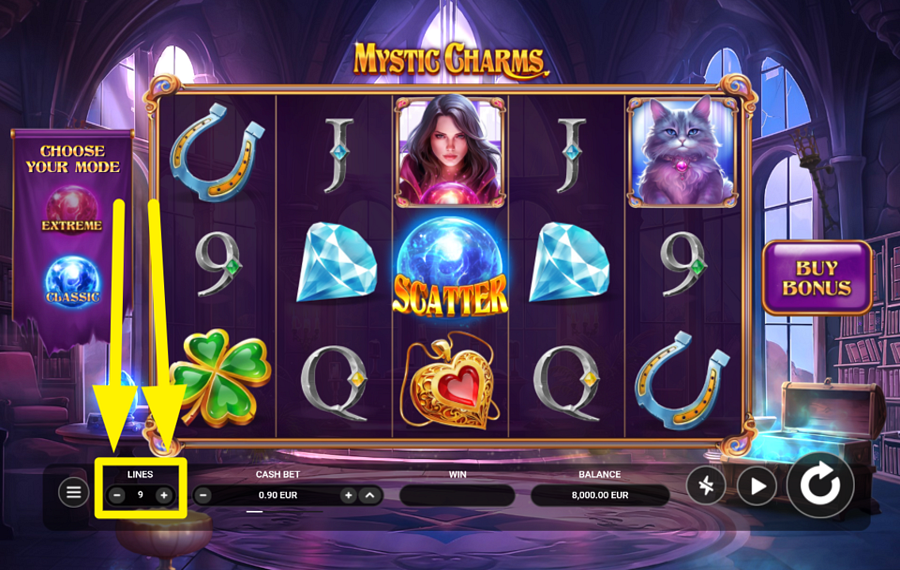 Mystic Charms НАСТРОЙКА ЛИНИИ СТАВОК.