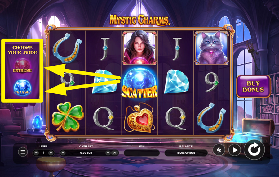 Mystic Charms ВЫБЕРИТЕ РЕЖИМ ИГРЫ.