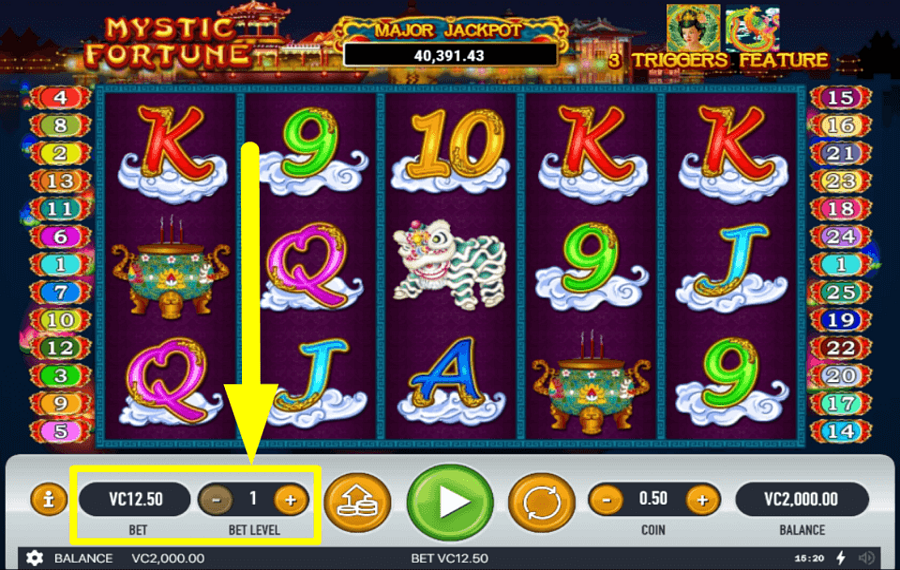 Mystic Fortune SELEZIONA L'IMPORTO DELLA SCOMMESSA.