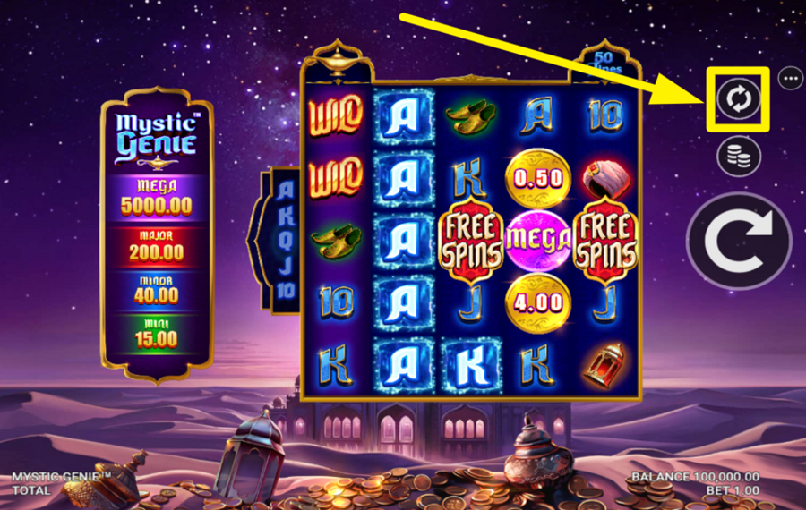 Mystic Genie ВКЛЮЧИТЬ АВТОВОСПРОИЗВЕДЕНИЕ.