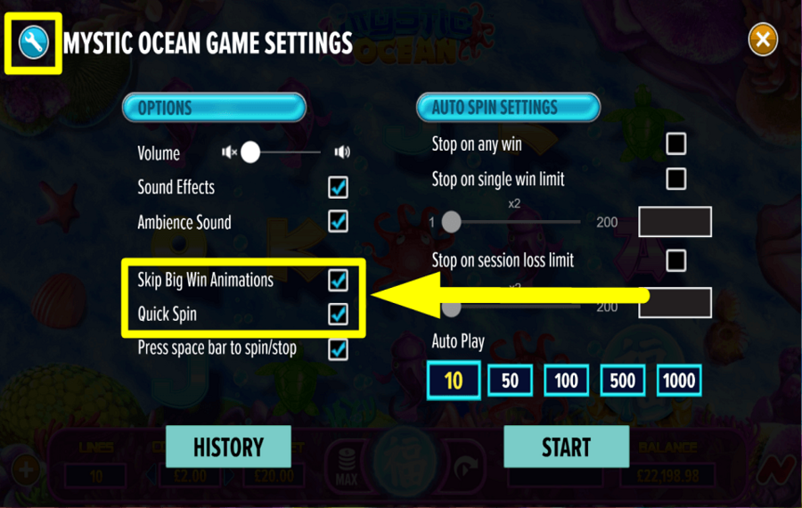 Mystic Ocean CONTROL GAME SPEED.