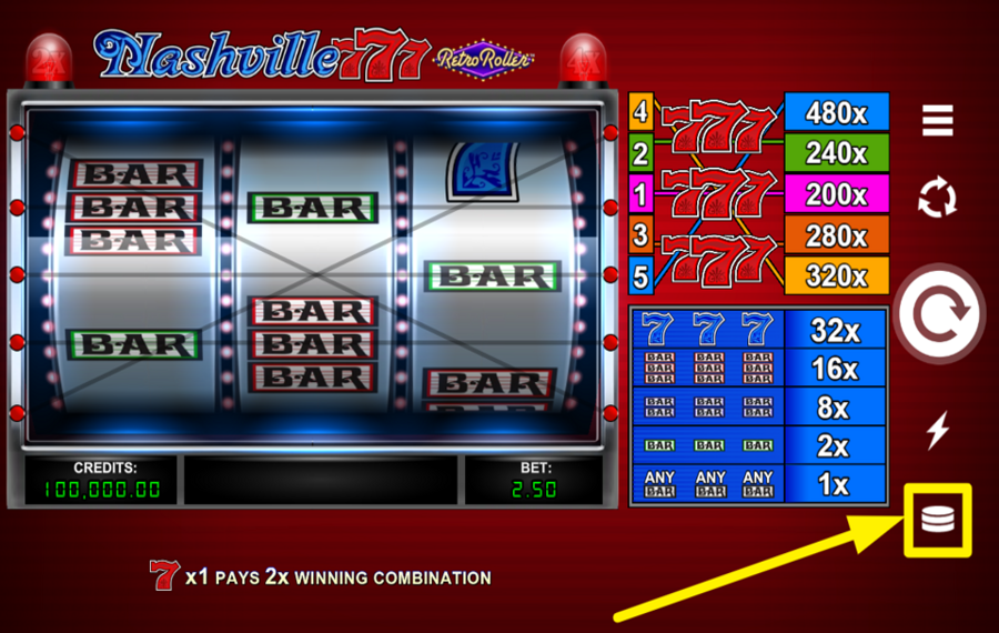 Nashville 777 Retro Roller FAITES VOTRE PARI.