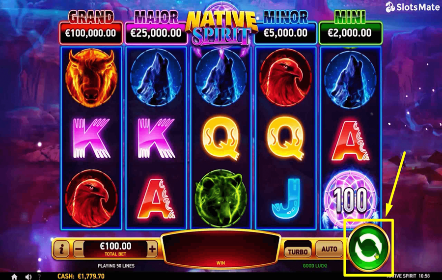 Native Spirit Click/ tap the “Spin” button.