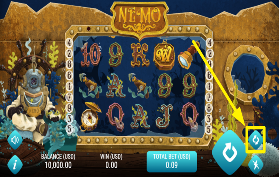 Nemo INITIATE AUTOMATIC SPINS.