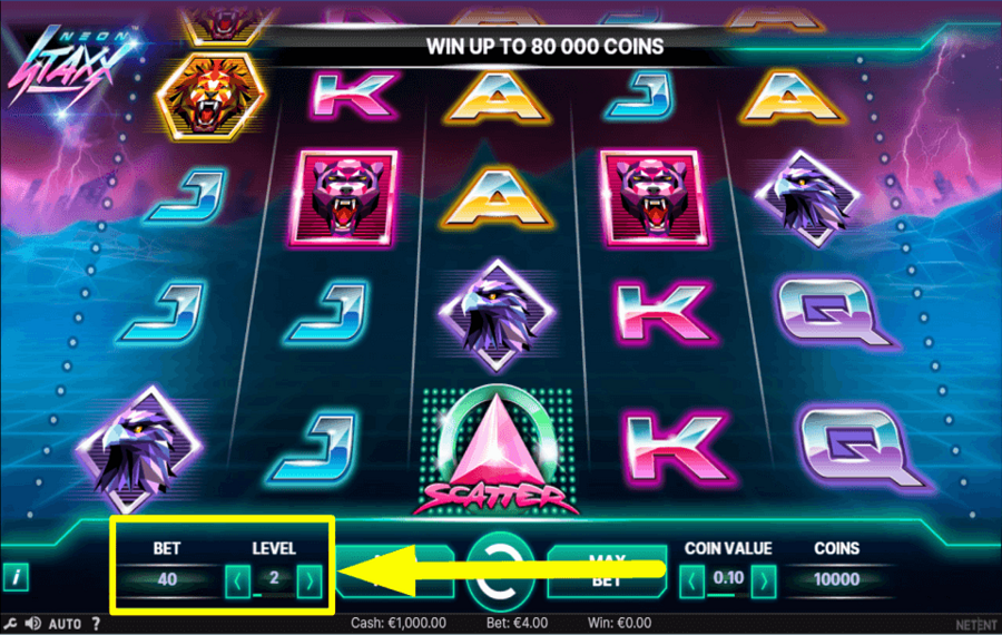 Neon Staxx Weisen Sie einen Einsatzbetrag zu.