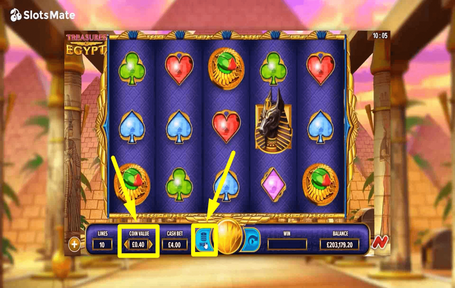 NetGaming Treasures of Egypt Choose your bet amount. 