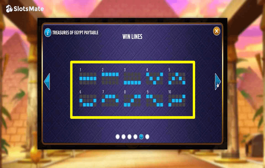 NetGaming Treasures of Egypt Choose the paylines.