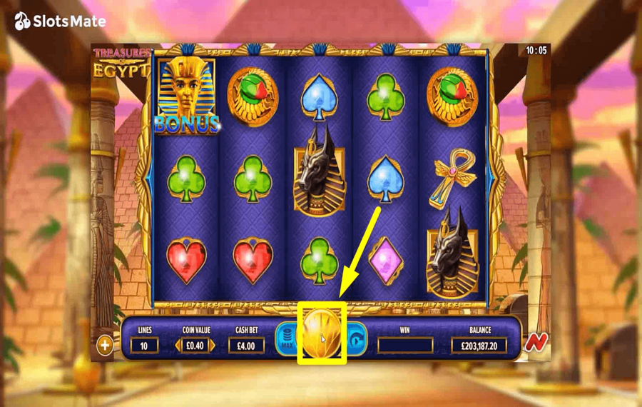 NetGaming Treasures of Egypt Click/ tap the “Spin” button.