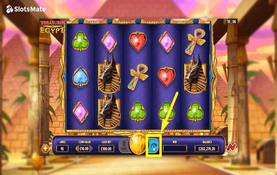 NetGaming Treasures of Egypt Using the optional “Autoplay” feature.