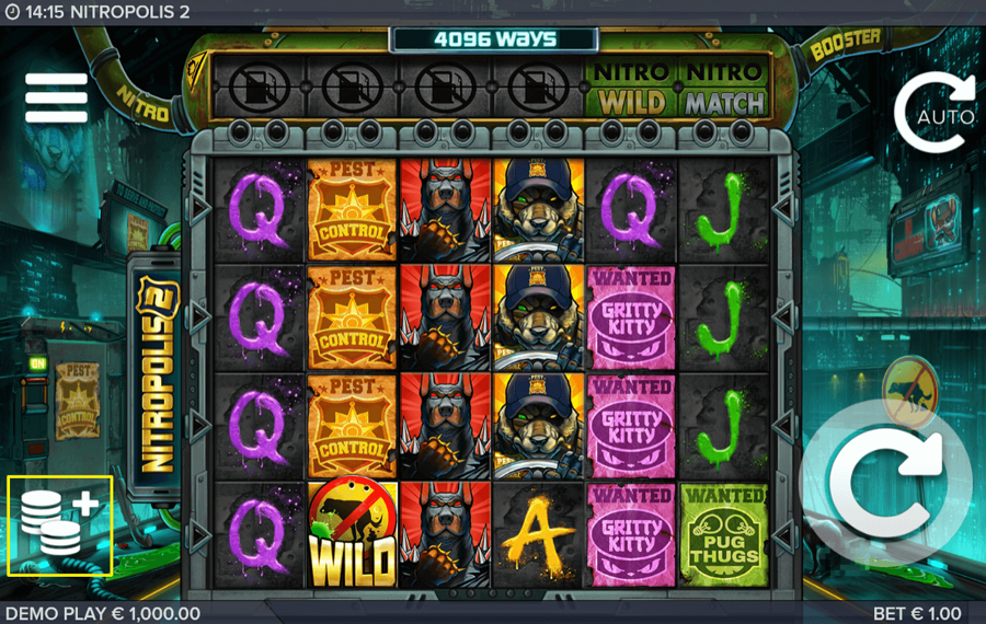 Nitropolis 2 Choose your bet amount