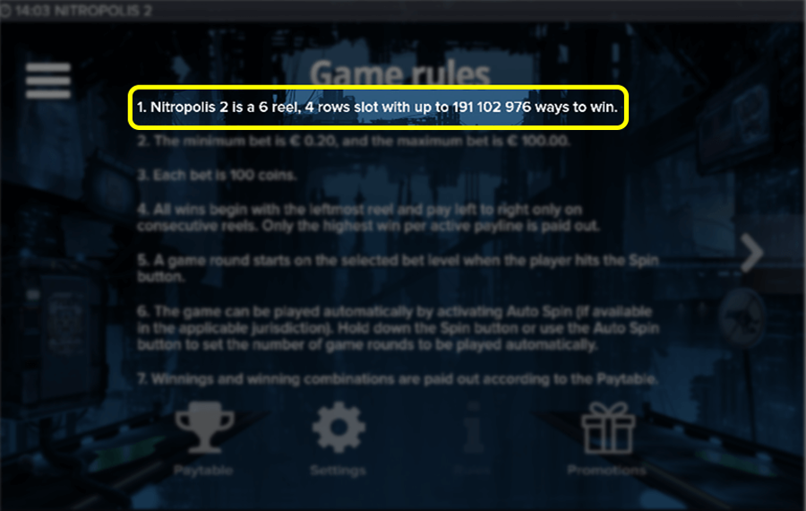 Nitropolis 2 Choose the paylines