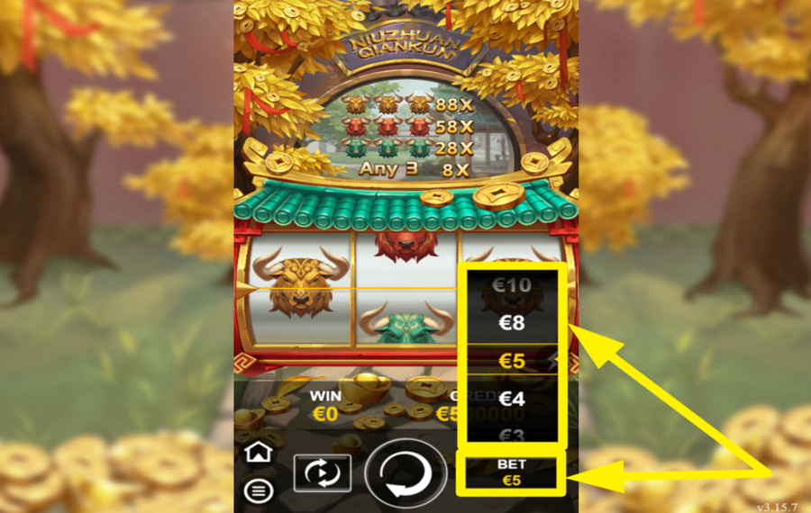 Niu Zhuan Qian Kun ELIGE UN MONTO DE APUESTA.