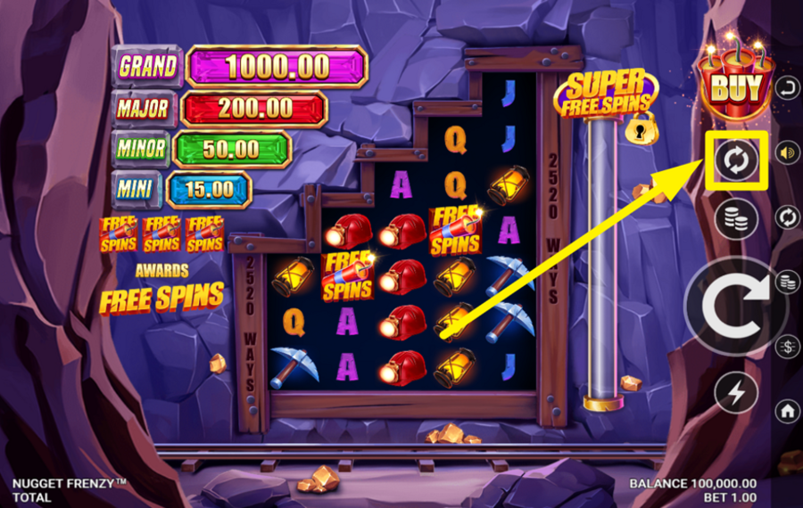 Nugget Frenzy ВЫБИРАЙТЕ АВТОМАТИЧЕСКИЕ ВРАЩЕНИЯ.