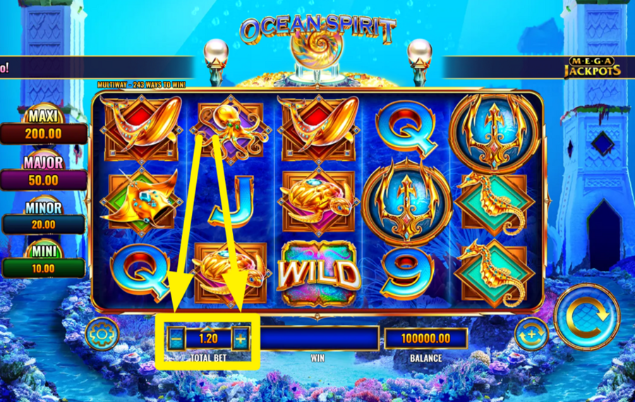 Ocean Spirit MegaJackpots CHOISISSEZ LA MISE TOTALE.