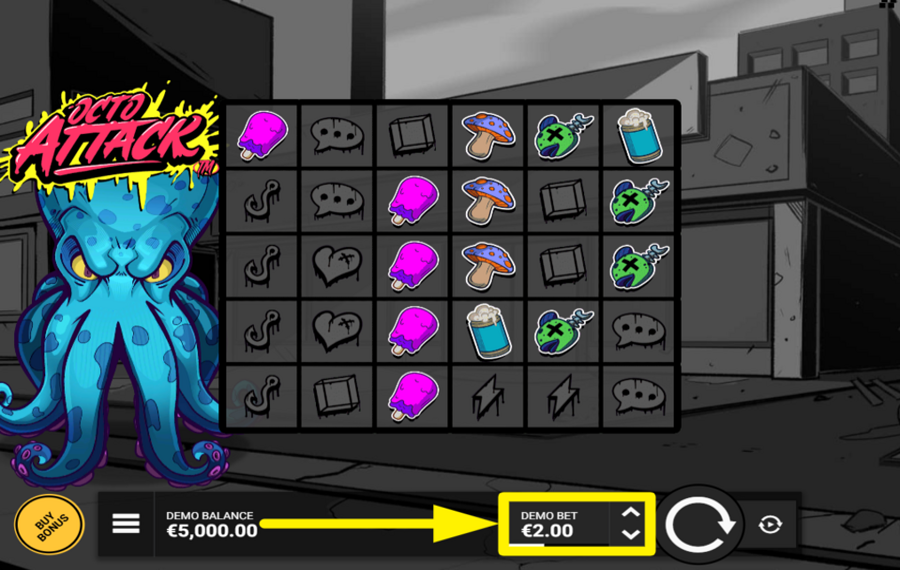 Octo Attack SELECT YOUR BET AMOUNT.