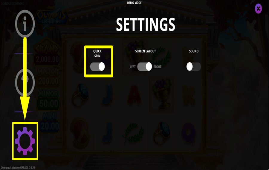 Olympus Lightning CHANGE GAME SPEED.