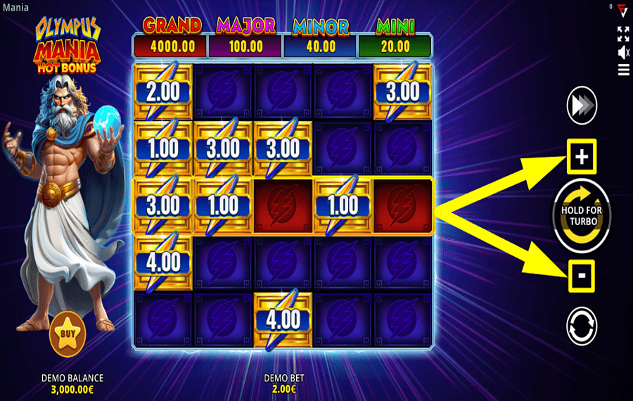 Olympus Mania Hot Bonus CONTROL YOUR WAGER.