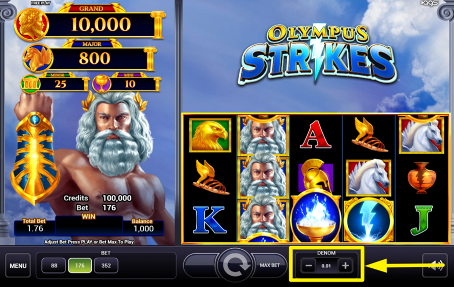 Olympus Strikes ADJUST THE COIN VALUE.