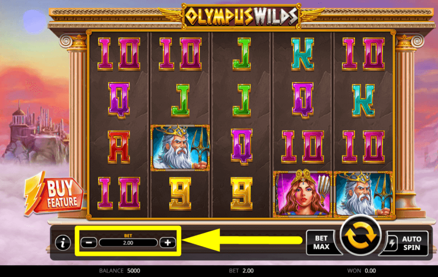 Olympus Wilds CHOOSE YOUR BET VALUE.