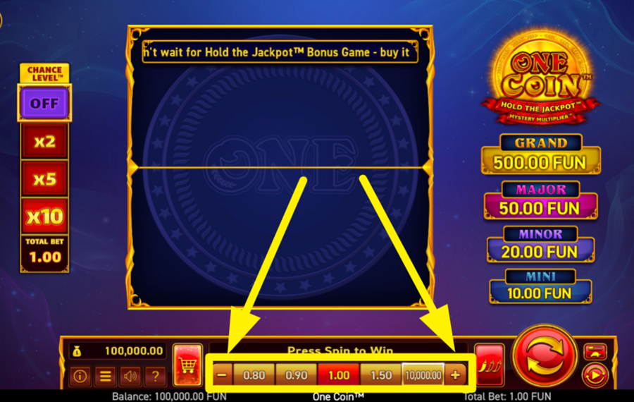 One Coin ОПРЕДЕЛИТЕ СВОЮ СТАВКУ.