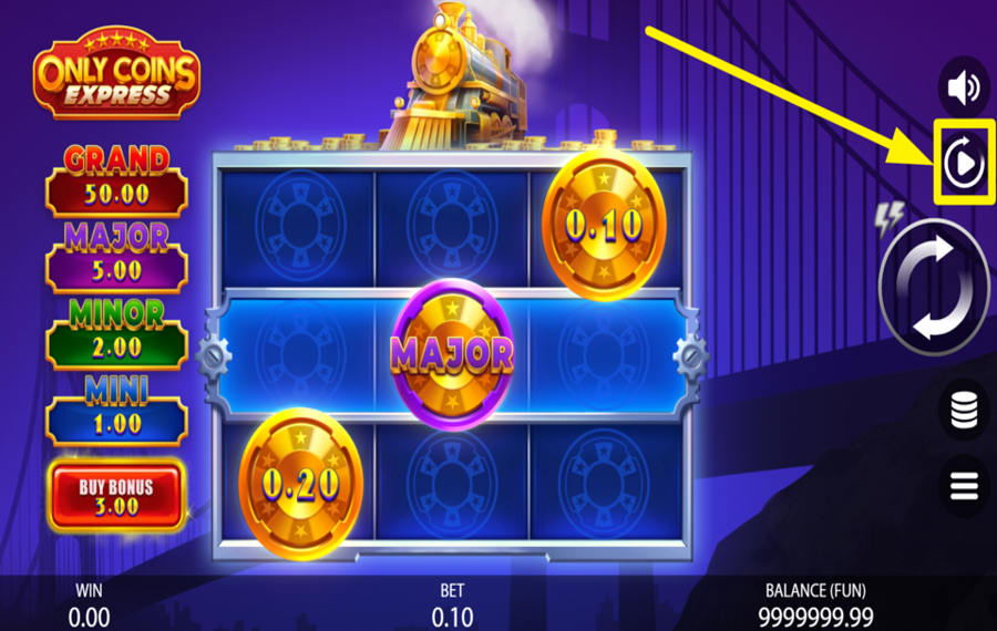 Only Coins Express UTILICE LA FUNCIÓN DE REPRODUCCIÓN AUTOMÁTICA.