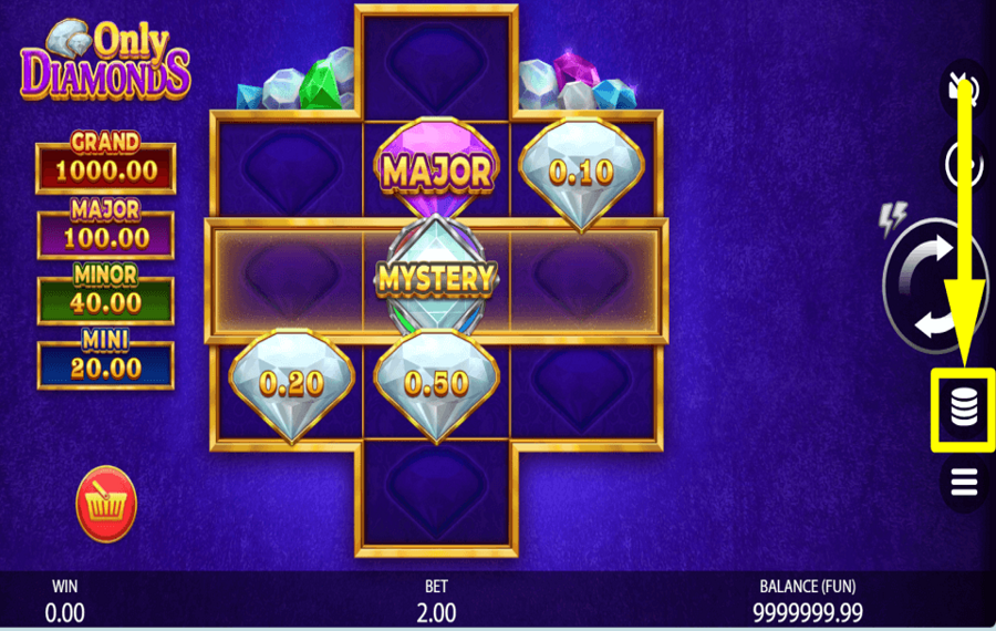 Only Diamonds SELECT YOUR WAGER.