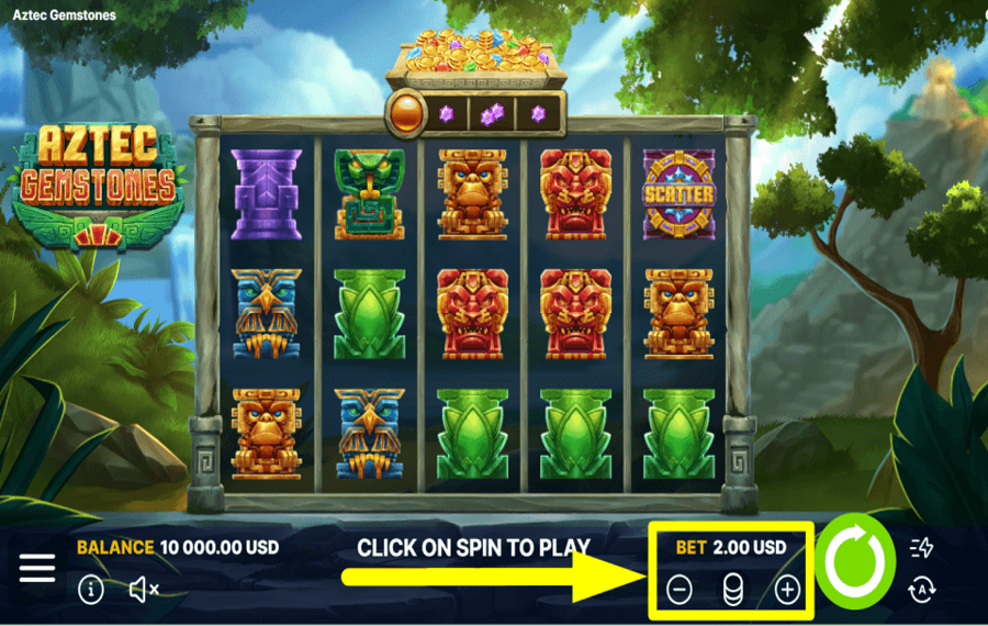 Onlyplay Aztec Gems SELECT YOUR WAGER.
