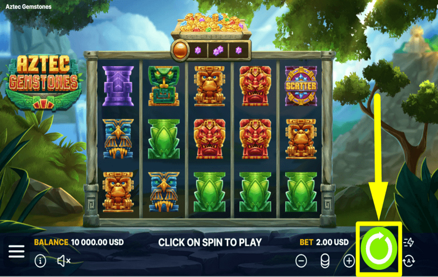 Onlyplay Aztec Gems SPIN FOR REWARDS.