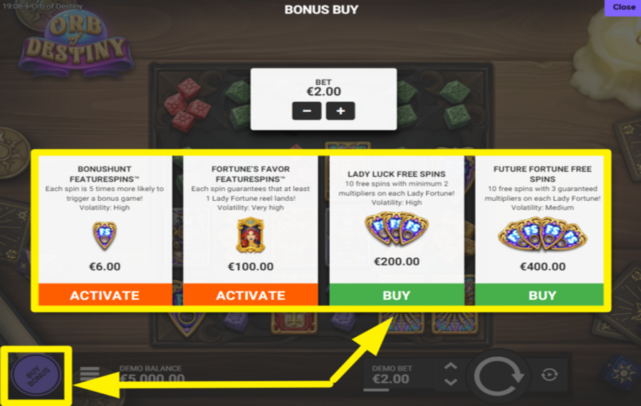 Orb of Destiny ACQUIRE BONUS FEATURES.