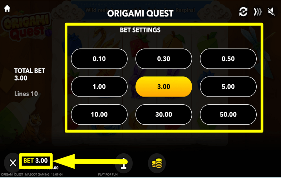 Origami Quest ADJUST THE STAKE.