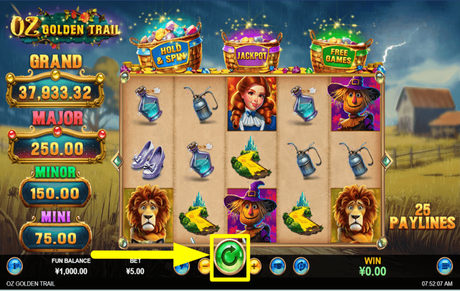 Oz Golden Trail SPIN FOR REWARDS.