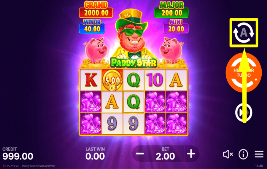 Paddy Star Smash and Win PRÉPARER LA LECTURE AUTOMATIQUE.