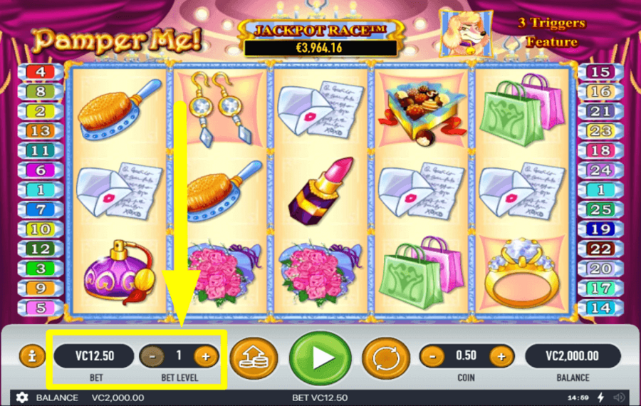 Pamper Me SET THE BET VALUE.