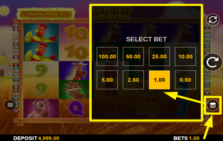 Patch of Heaven WÄHLEN SIE IHREN EINSATZBETRAG.