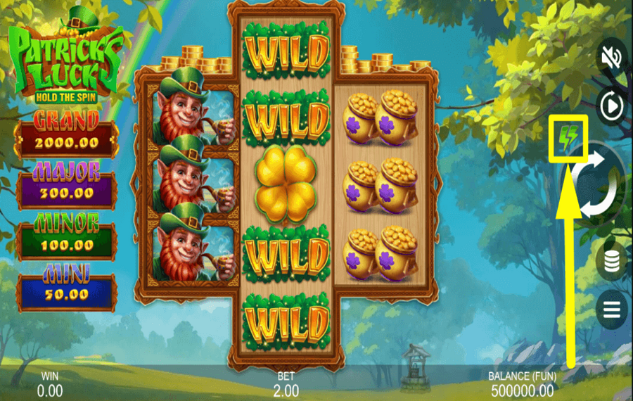 Patricks Luck Hold and Spin CHANGE SPIN SPEED.