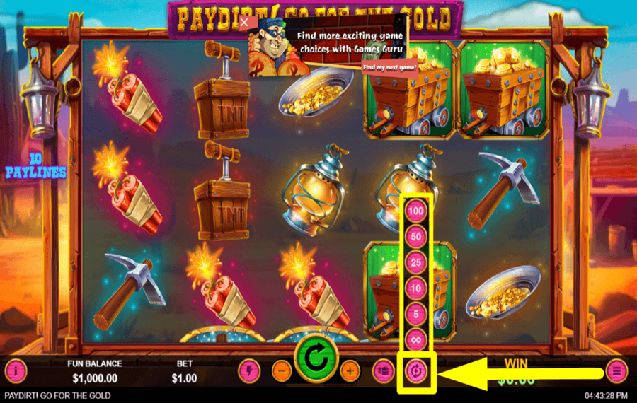 Paydirt Go for the Gold ACTIVATE AUTOPLAY.