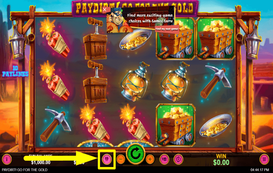 Paydirt Go for the Gold ALLOW FAST SPINS.