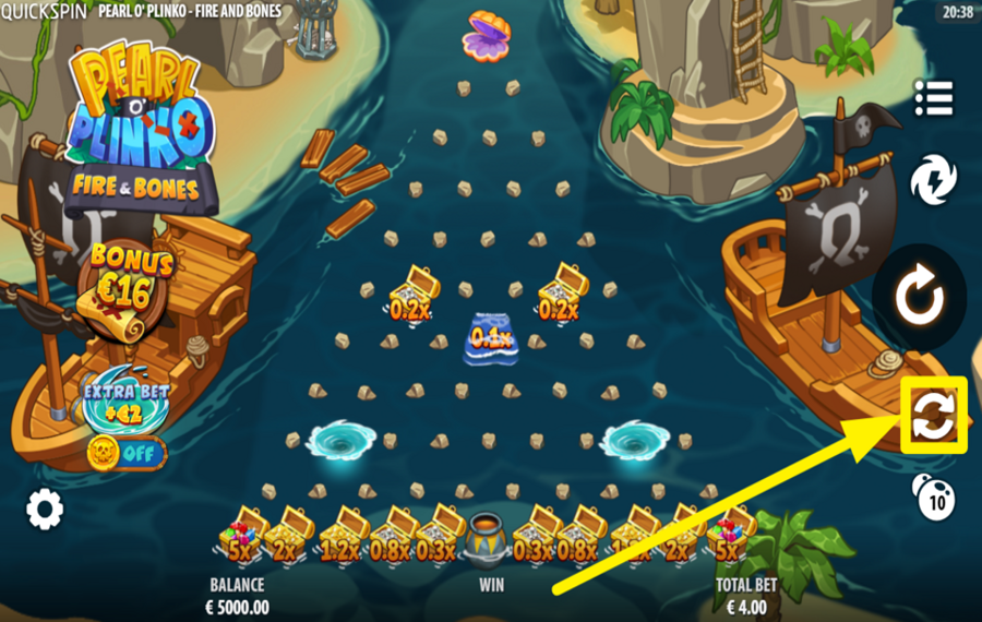 Pearl O Plinko Fire and Bones HABILITAR RONDAS AUTOMÁTICAS.