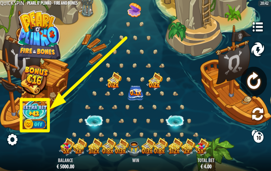 Pearl O Plinko Fire and Bones HABILITAR APUESTA ADICIONAL.