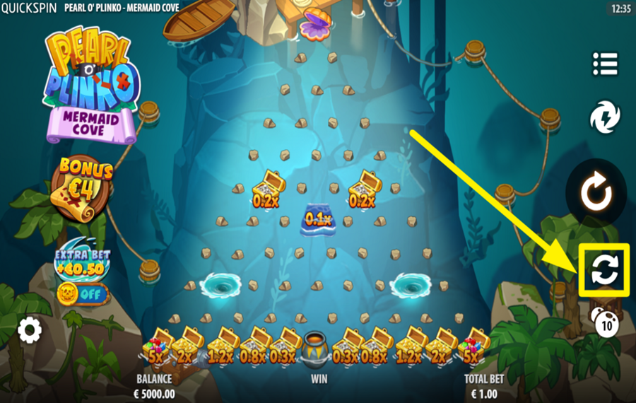 Pearl o Plinko Mermaid Cove ABILITA RIPRODUZIONE AUTOMATICA.