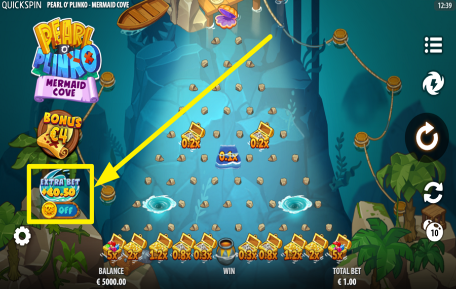 Pearl o Plinko Mermaid Cove ATTIVA LA PUNTATA EXTRA.