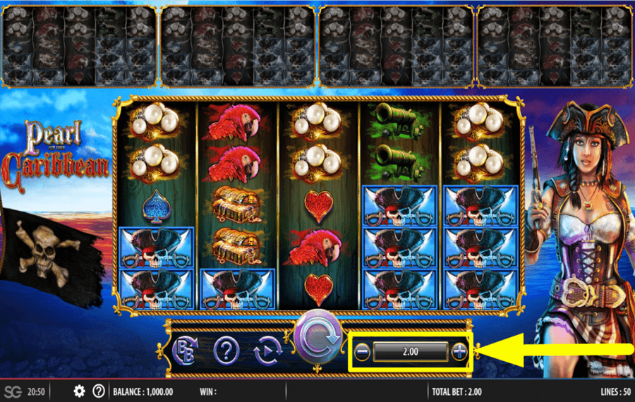 Pearl of the Caribbean CHOOSE THE BET AMOUNT.