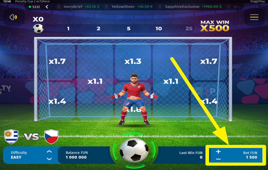 Penalty Cup SET YOUR STAKE.
