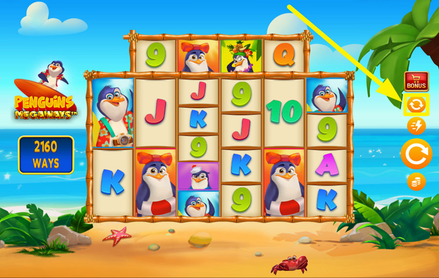 Penguins Megaways ACTIVAR LA REPRODUCCIÓN AUTOMÁTICA.