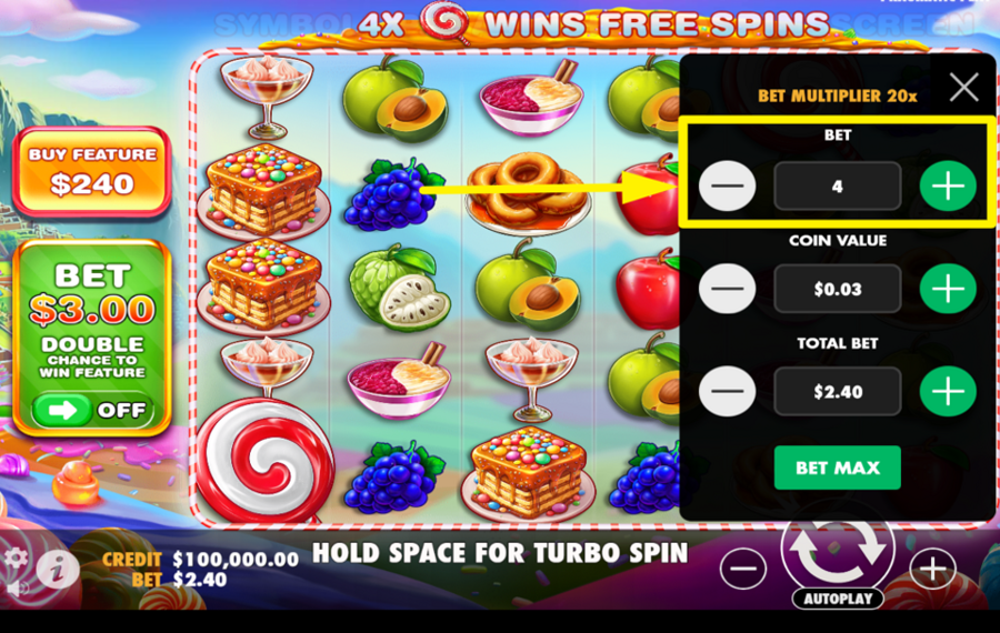 Peru Candyland AJUSTE SU NIVEL DE APUESTA.