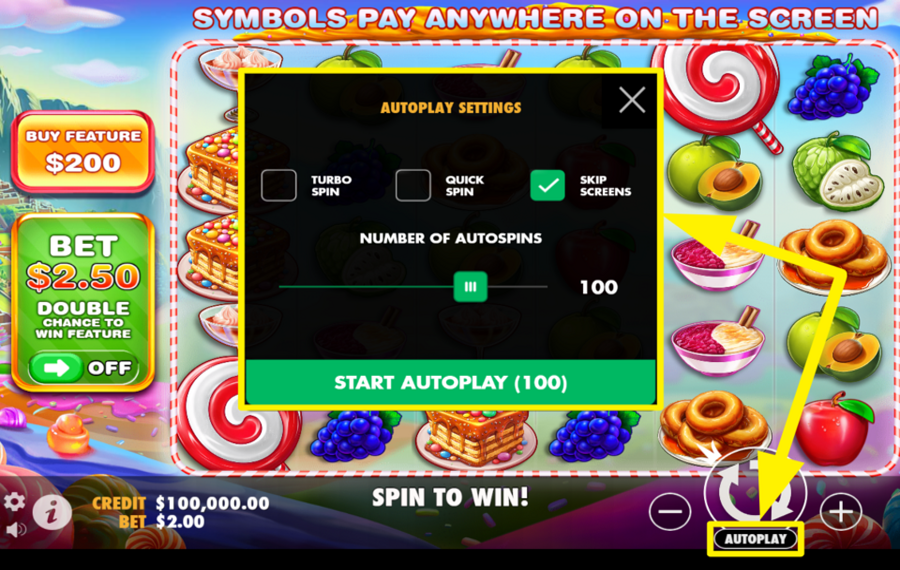 Peru Candyland INICIAR GIRO AUTOMÁTICO.